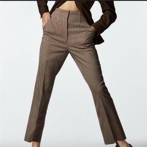 Zara Pants with High Waist in Brown Plaid